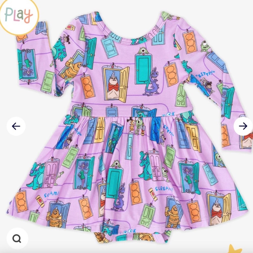 Little Sleepies Monster’s Inc Long Sleeve Twirl Dress Bodysuit